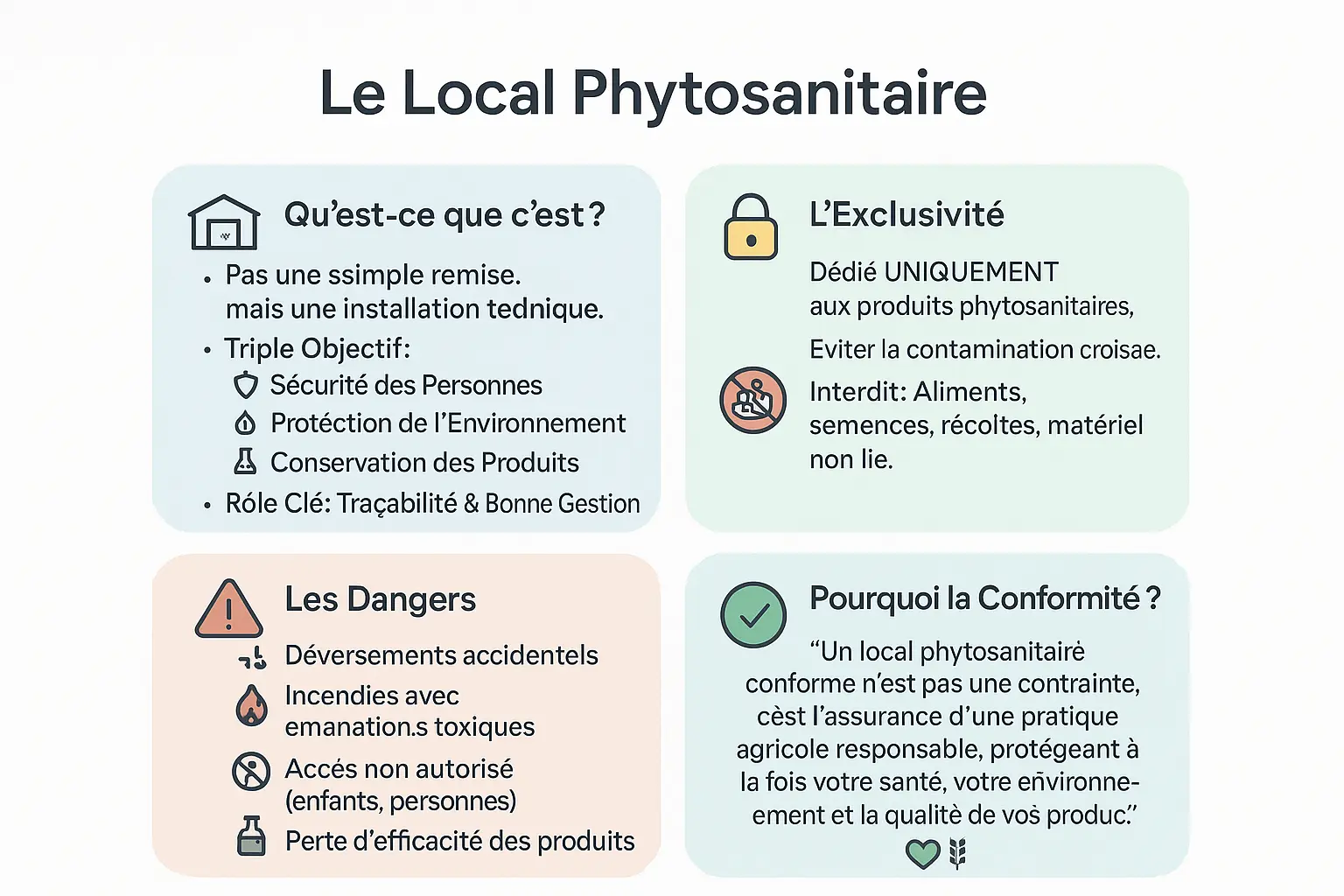 Illustration d'un local phytosanitaire conforme aux normes de sécurité